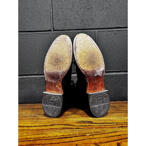 Justin Womens Lace-Up Roper Boots 5.5B Black Leather Made in USA Riding Vintage - Picture 8 of 8